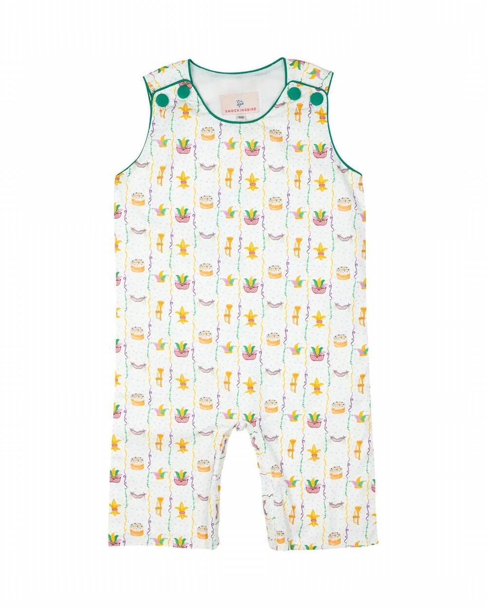 NEW SMOCKINGBIRD kids mardi gras longall in white